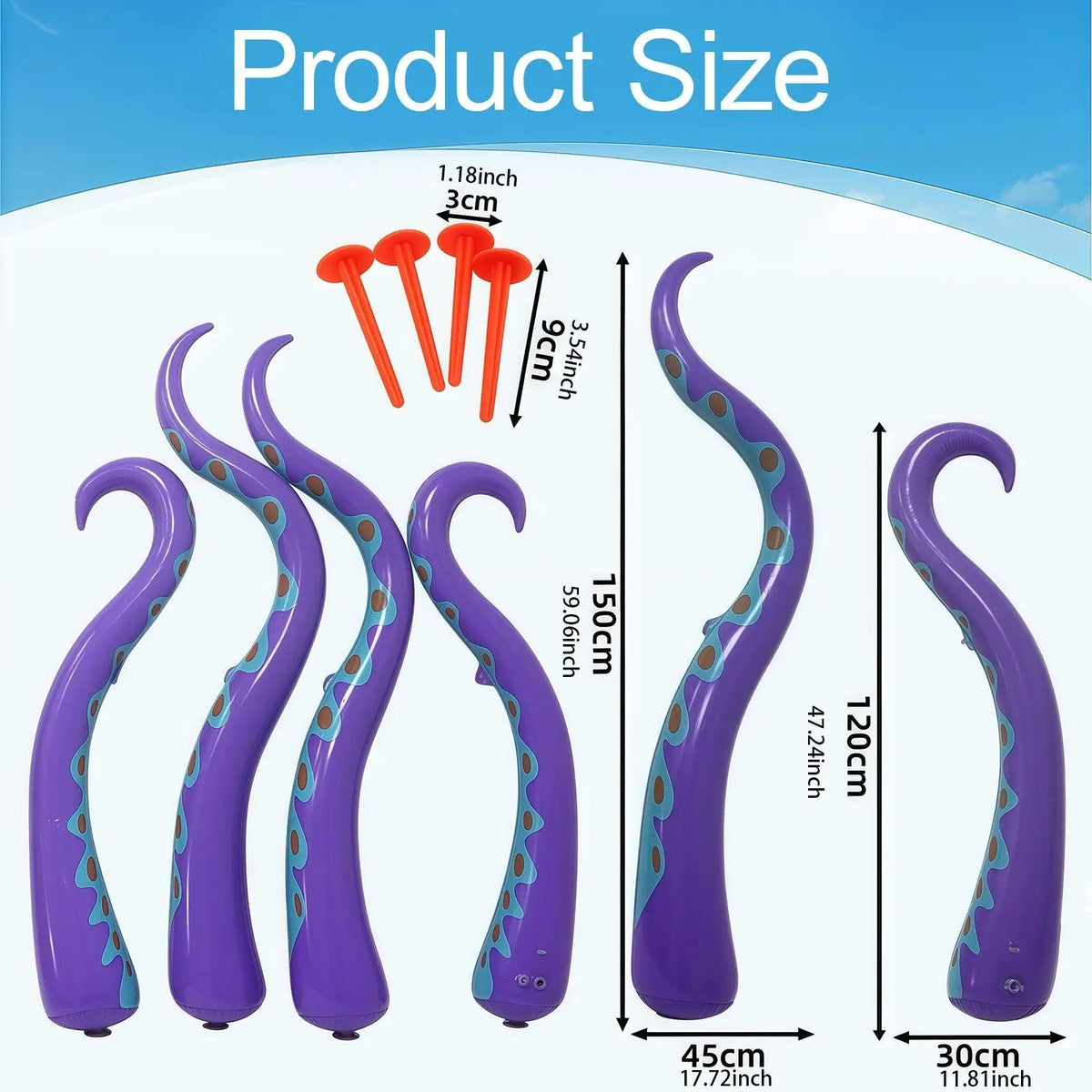 Belro giant inflatable octopus tentacles Halloween decoration, men’s costume accessory with realistic tentacle details.