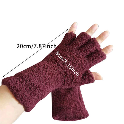 Belro Winter Comfort Knit Half Finger Gloves in cozy knit fabric, designed for warmth and style during cold weather.