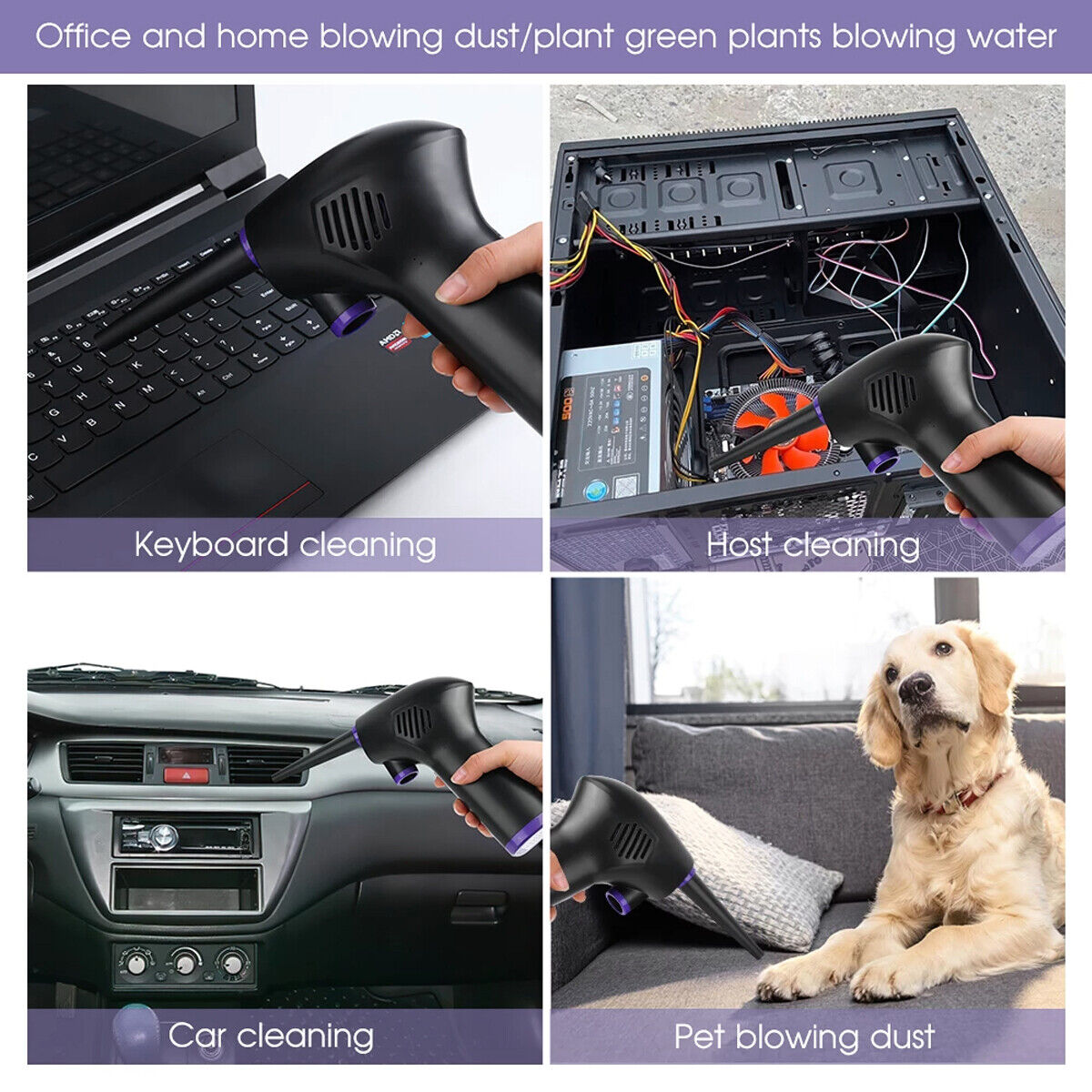 Belro cordless air duster in hand, showing its compact design and ergonomic trigger for electronics cleaning.