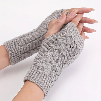Belro knit women's winter fingerless gloves in cozy, textured knit fabric, perfect for cold weather and stylish winter accessories.