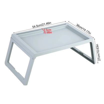Belro foldable bed serving tray with wooden surface and metal legs, suitable for home and garden use.