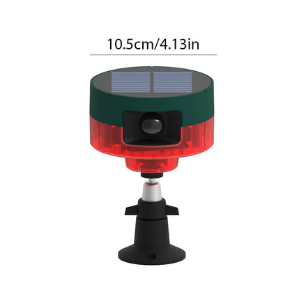 Belro solar bird repeller with flashing light, outdoor pest control device for deterring birds in garden or yard.