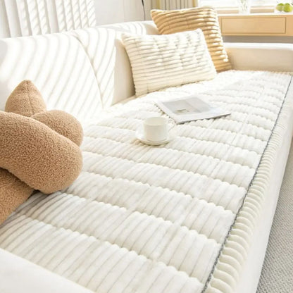 Belro Ultra Plush Sofa Bedding Couch Slipcover in soft, plush fabric covering a sofa for a cozy, stylish home decor update.