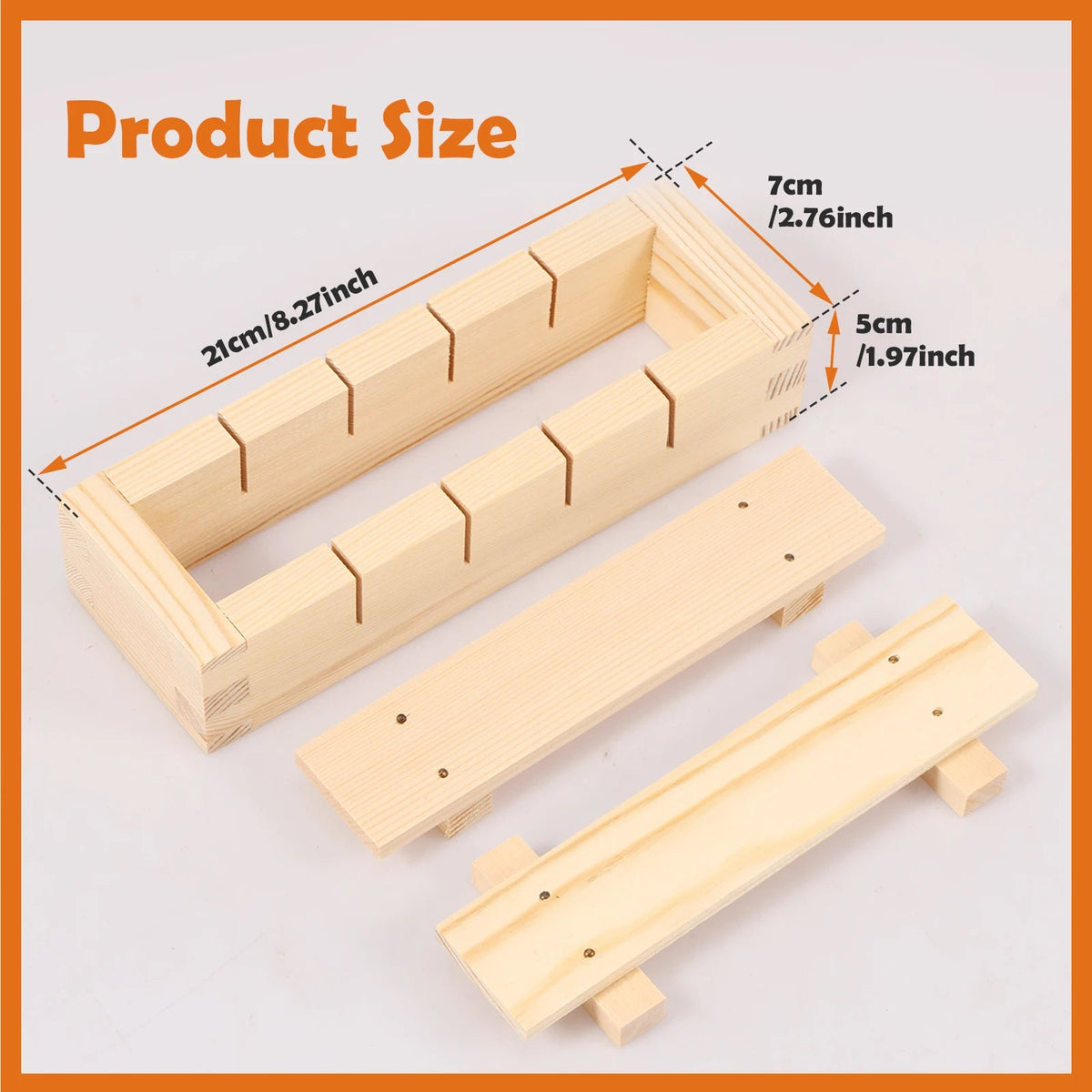 Belro handcrafted wooden sushi maker press mold for home kitchen, perfect for shaping sushi rolls with natural wood finish.