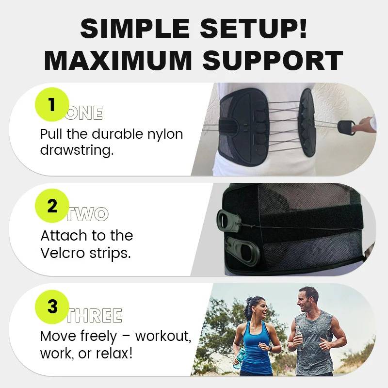 Belro lumbar support brace with adjustable suspenders for lower back pain relief and posture support.