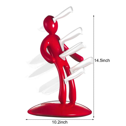 Belro Creative Humanoid Kitchen Knife Holder set displayed on a kitchen countertop, showcasing six unique knife holders.