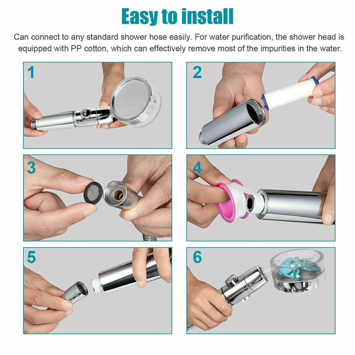 Belro Turbo Propeller Shower Head with multiple spray settings, chrome finish, and ergonomic handle for a modern bathroom upgrade.