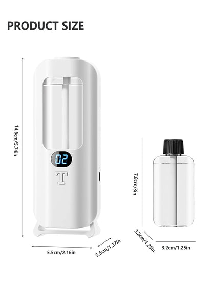 Belro rechargeable essential oil diffuser with 5 spray modes, compact design for home aromatherapy and fragrance diffusion.