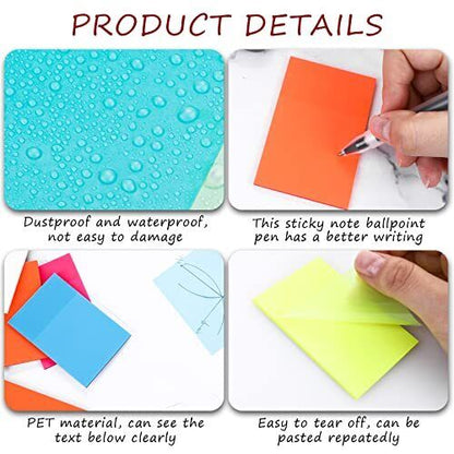 Clear transparent sticky notes from Belro, small office stationery for notes and reminders on desks and documents.