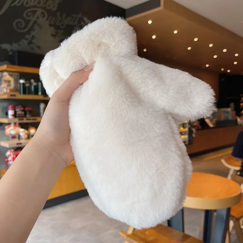 Belro fluffy plush mittens, winter warm gloves in soft, cozy fabric, designed for cold weather comfort and style.