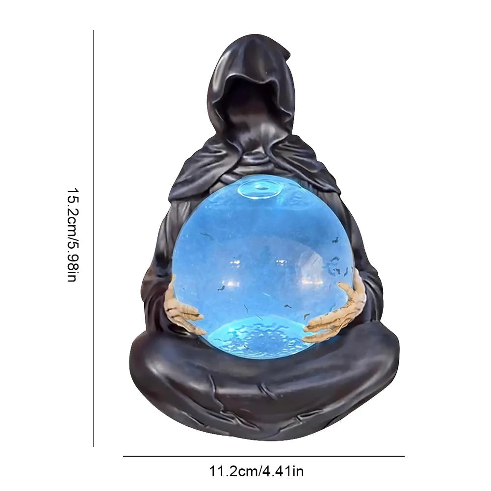 Belro Grim Reaper crystal ball Halloween night light with spooky design, perfect for eerie Halloween decor and ambient lighting.