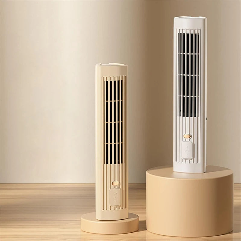 Belro USB rechargeable portable tower fan with digital controls and adjustable air vents, ideal for home cooling.