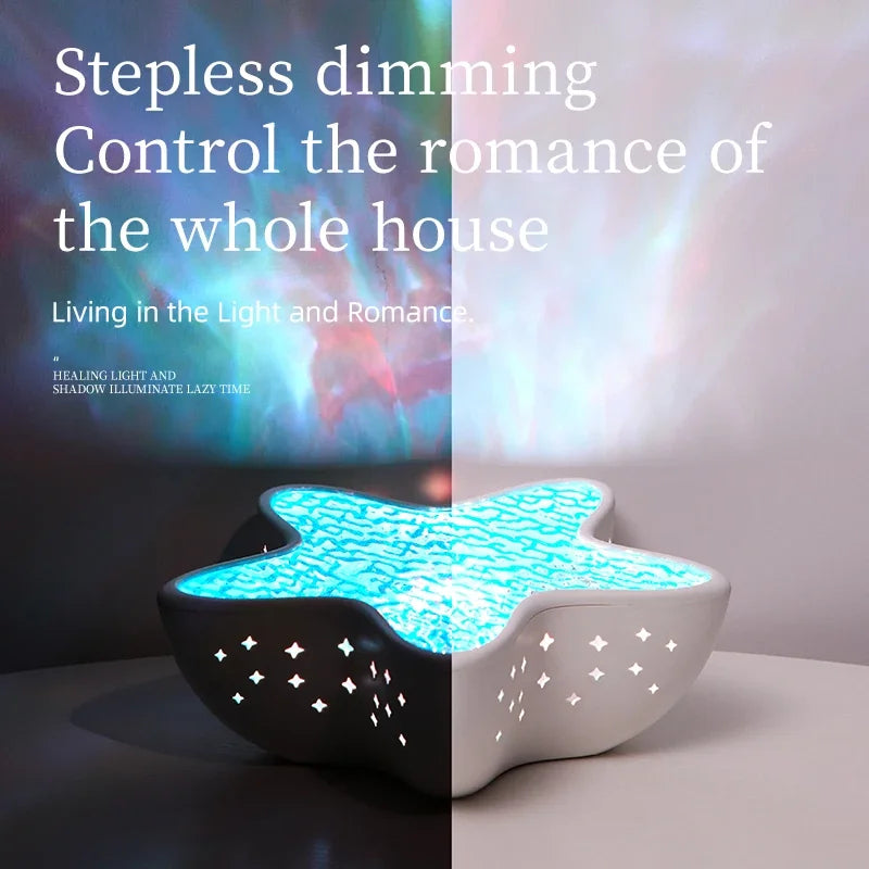 Belro starfish ocean wave night light projector displaying calming ocean scenes with starfish and gentle wave patterns.