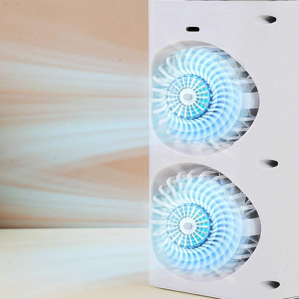 Belro mini portable air conditioner desk fan with spray cooling, compact outdoor home and garden cooling device.