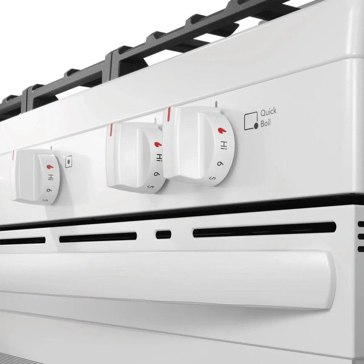 Casavibeo Frigidaire 30-inch gas range with four burners and oven, stainless steel finish, and control knobs.