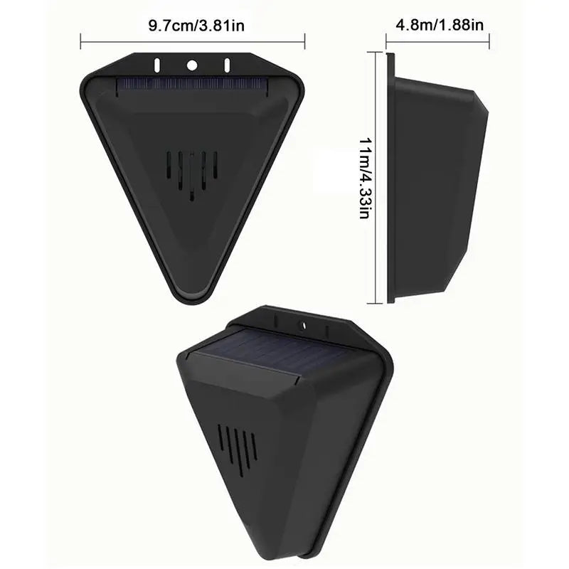 Belro Solar Outdoor Bird Repeller in garden, showing solar panel and motion-activated design to deter pest birds.
