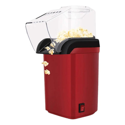 Belro automatic popcorn maker machine for home use, showing freshly popped popcorn in a kitchen setting.