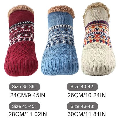 Belro knitted slipper socks with cozy fleece lining, featuring colorful patterns and soft knit texture for comfortable indoor wear.