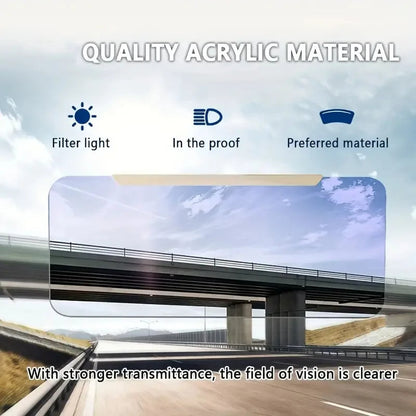 Belro anti-glare car sun visor extender attached to vehicle sun visor, designed to reduce glare and improve driving safety.