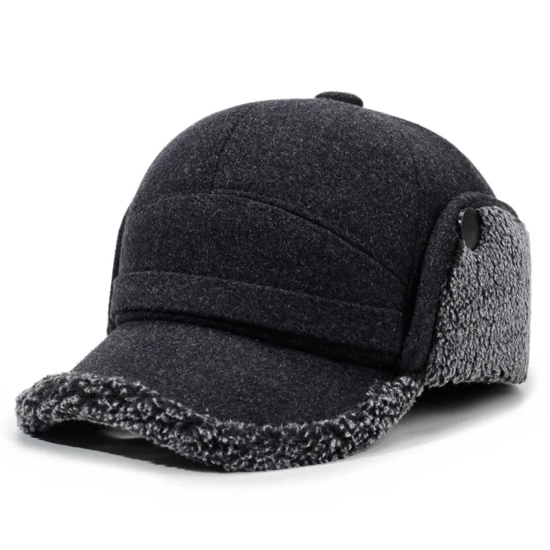 Belro winter baseball cap with fleece earflaps, insulated hat designed for cold weather and outdoor winter activities.