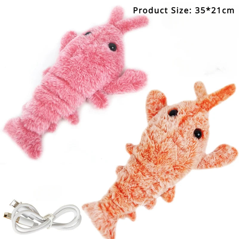 Belro electric jumping shrimp pet toy for cats, with colorful shrimp design and motion feature for interactive play.