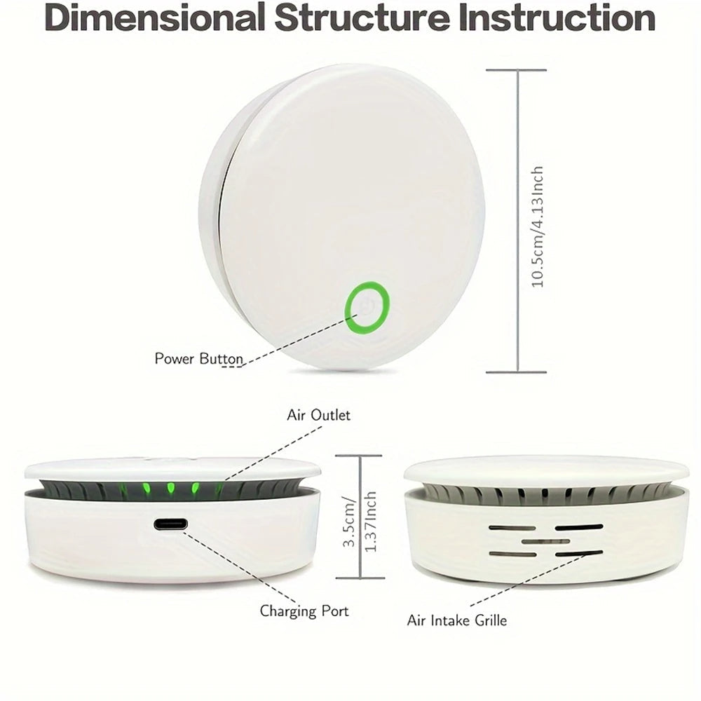 Belro portable air purifier and odor eliminator, compact device for freshening indoor air and removing odors.