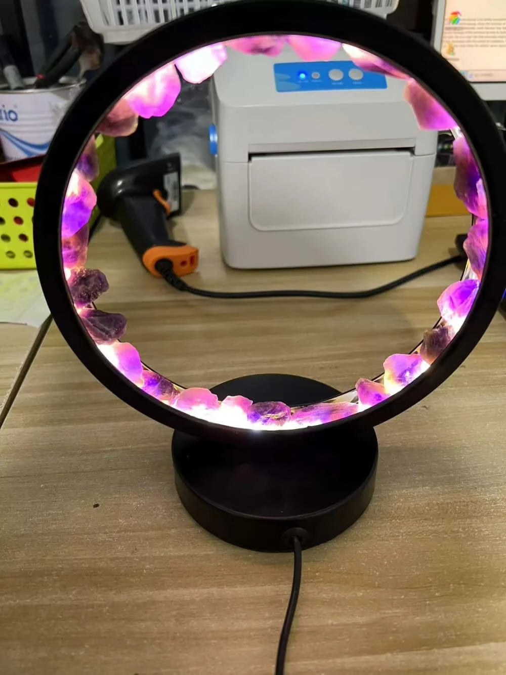 Belro Healing Stone Night Lamp with crystal column design, soft glow, and calming lighting for relaxing bedroom ambiance.