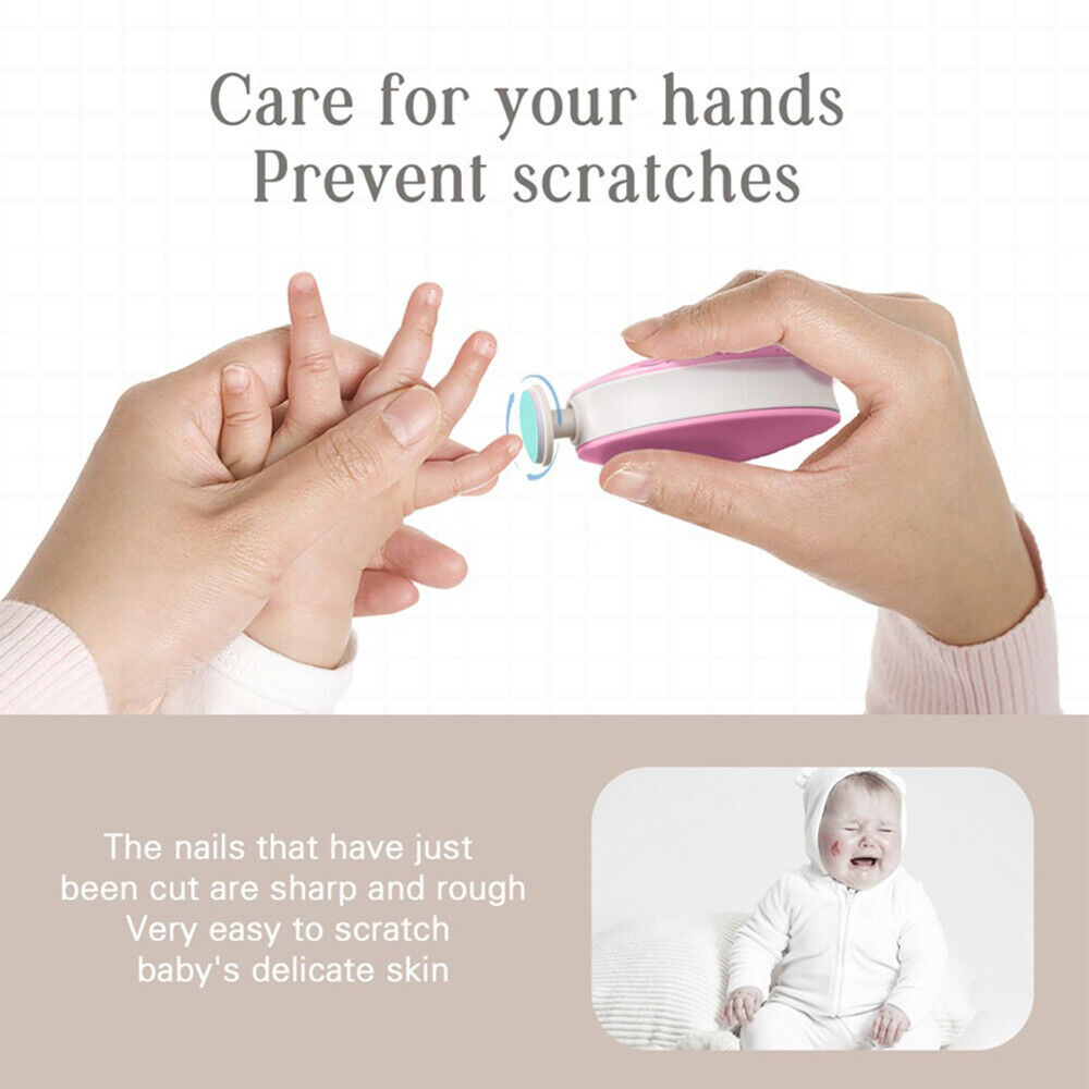 Belro baby nail trimmer with six grinding heads, compact electric manicure tool for gentle nail care for infants and kids.