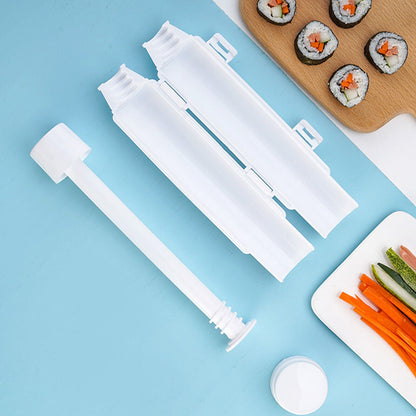 Belro Sushi Bazooka for homemade sushi rolls, compact kitchen tool with clear plastic body and rolling mechanism.