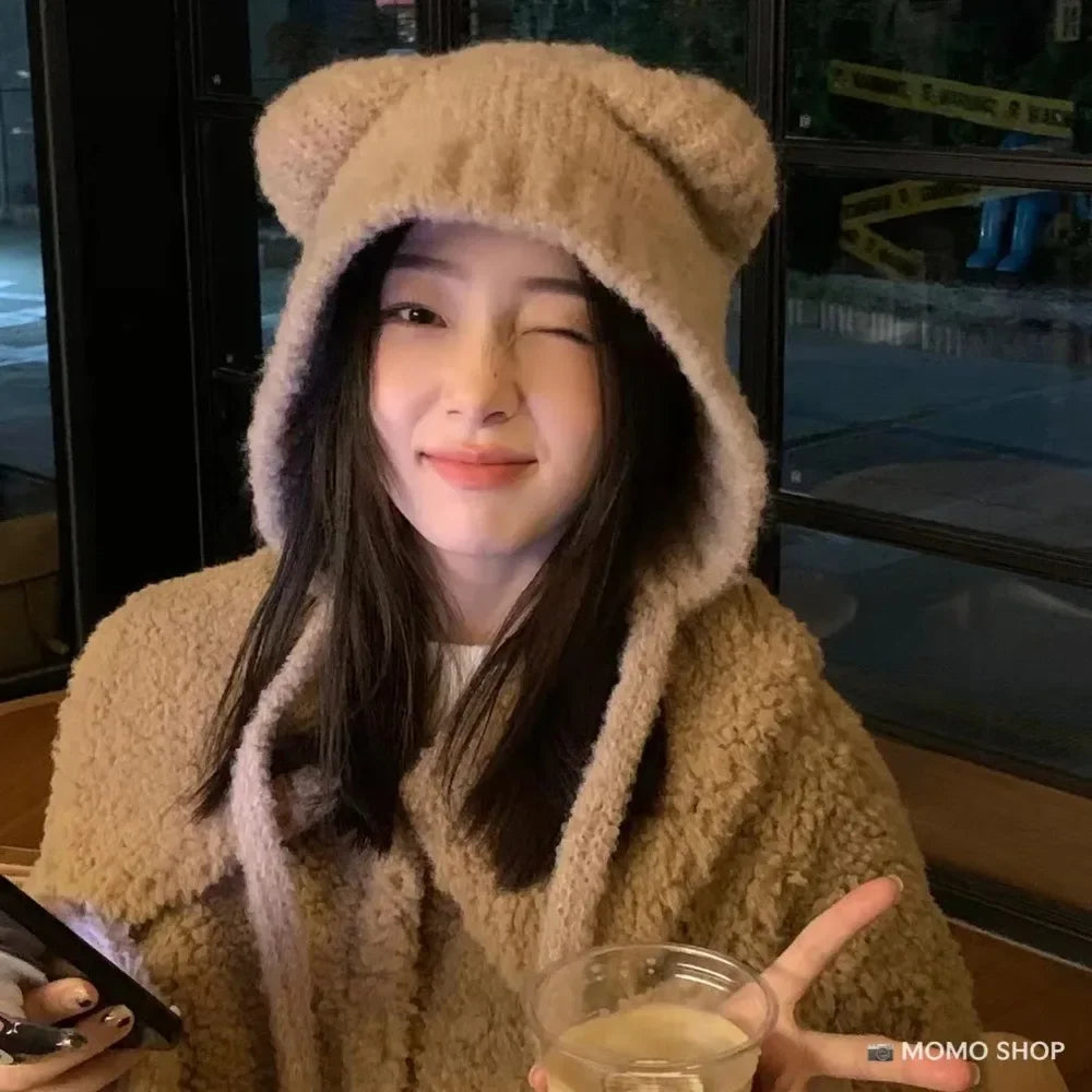 Belro cute bear ear winter hat with cozy knit design and adorable bear ear accents, perfect for cold weather.