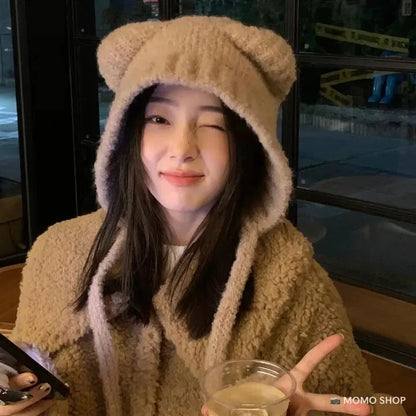 Belro cute bear ear winter hat with cozy knit design and adorable bear ear accents, perfect for cold weather.