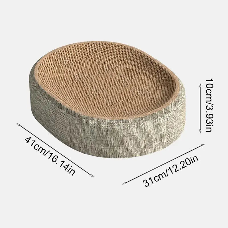 Belro oval sisal 2-in-1 cat scratcher and bed, made of natural sisal material, designed for comfortable feline scratching and resting.