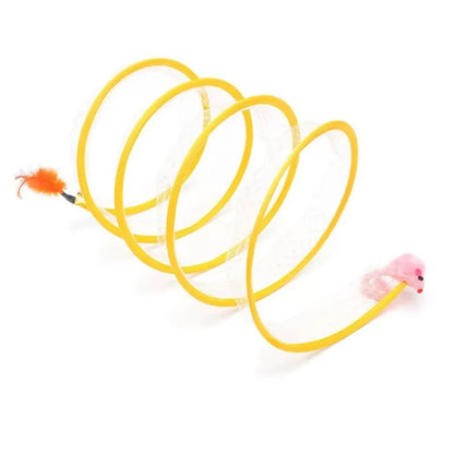 Belro collapsible S-shaped interactive cat tunnel with multiple openings, made of durable fabric for playful feline fun.