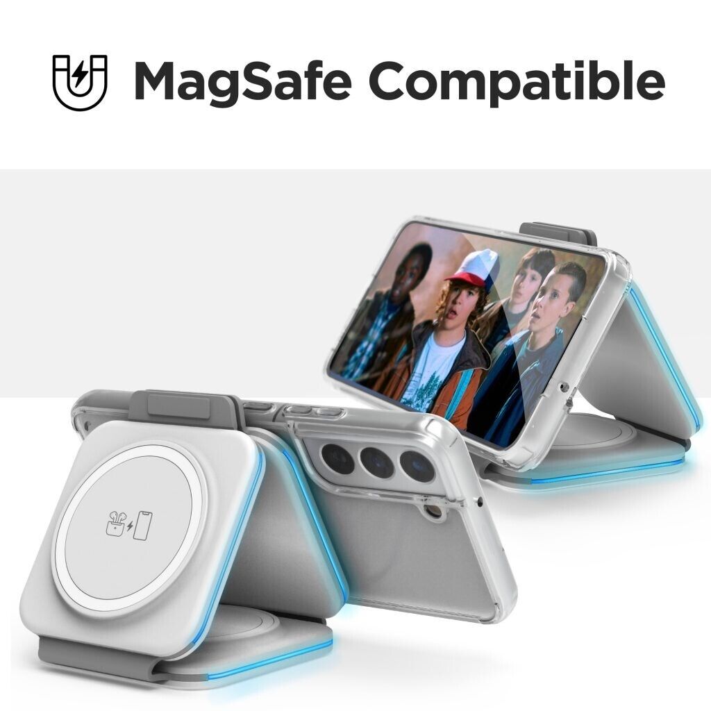 Belro 3-in-1 travel charger with wireless charging pad, multiple ports, compact design for convenient on-the-go power.