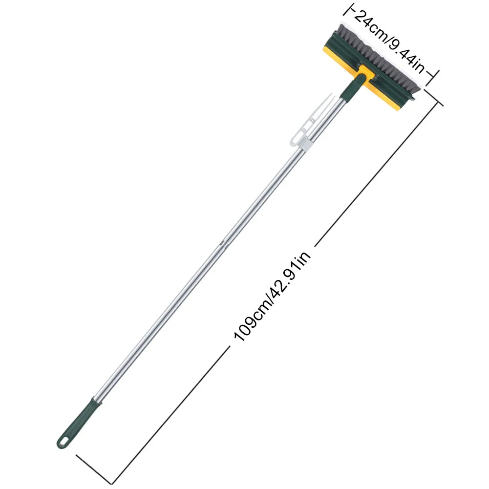 Belro long handle floor scrub brush with stiff bristles for outdoor cleaning, featuring a sturdy wooden handle and durable brush head.