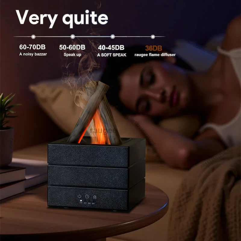 Belro Realistic Flame Aroma Diffuser and Humidifier with glowing flame effect for aromatherapy and humidification.