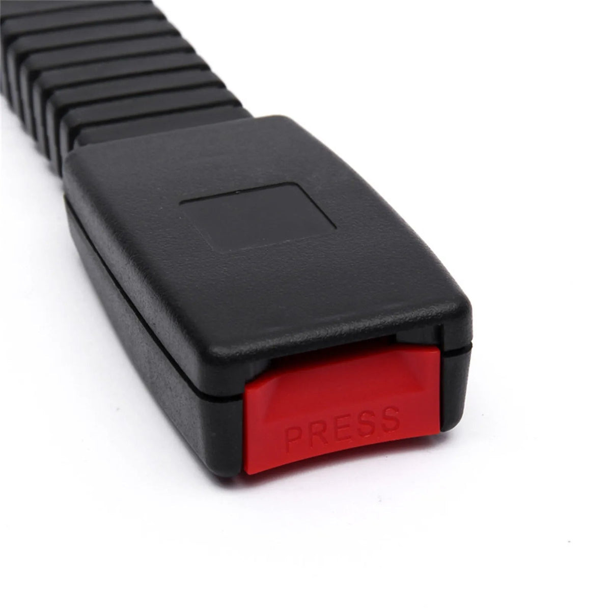Belro adjustable car seat belt extender for men's safety and comfort, showing the extender attached to a vehicle seat belt.