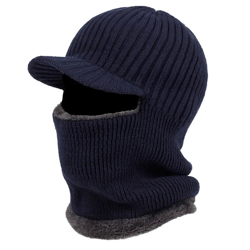 Belro Knit Beanie Balaclava with visor, cozy winter clothing featuring a knitted fabric and attached visor for added style and sun protection.