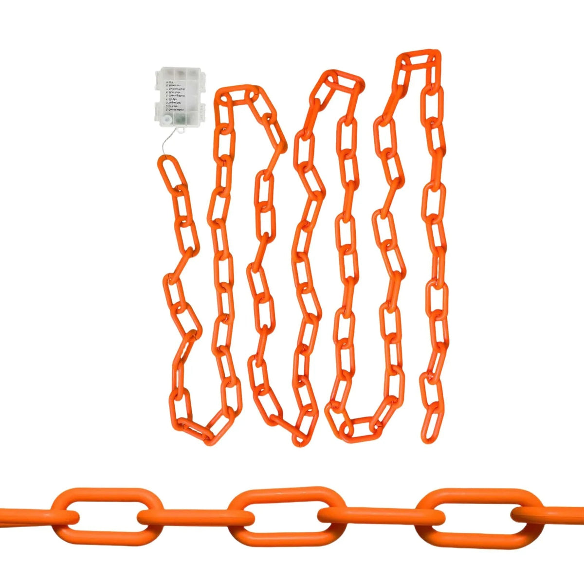 Belro Halloween chains string LED lights hanging outdoors, featuring spooky-themed design for holiday decoration.