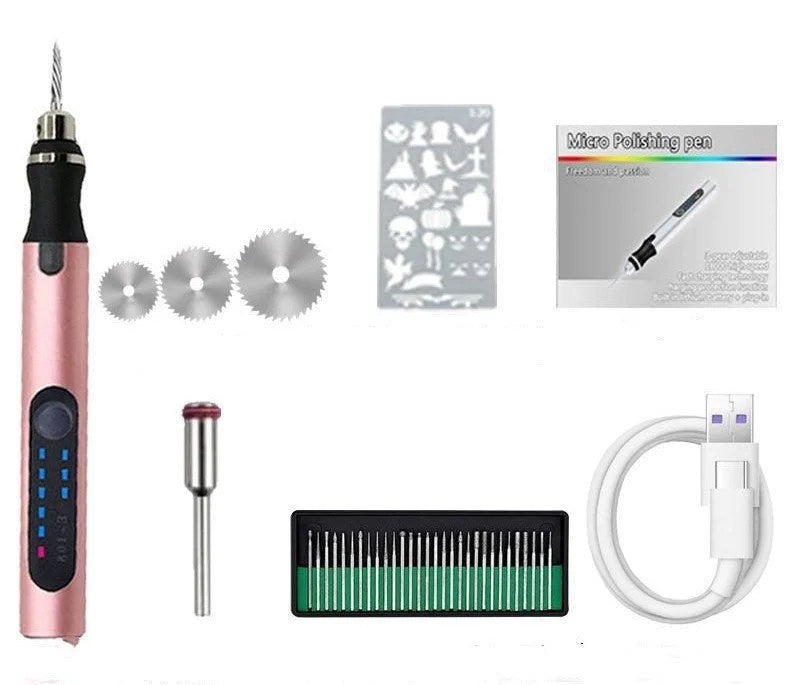 Casavibeo wireless jade carving machine with polishing and engraving tips, electric polishing pen for detailed jewelry work.