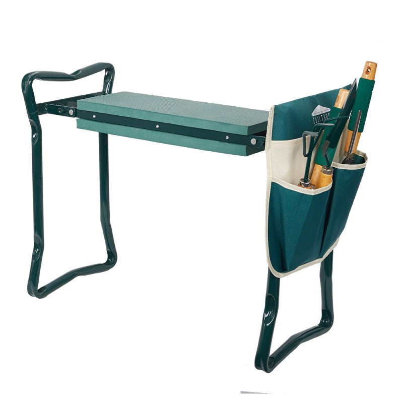 Green Belro ergonomic garden kneeler and seat with padded cushion for comfortable outdoor gardening and kneeling support.