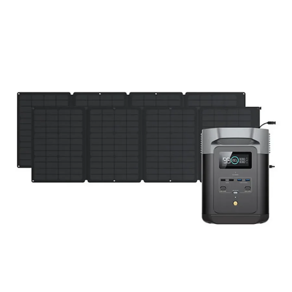 Casavibeo EcoFlow DELTA 2 solar generator kit with two 110W foldable solar panels for outdoor camping and emergency backup