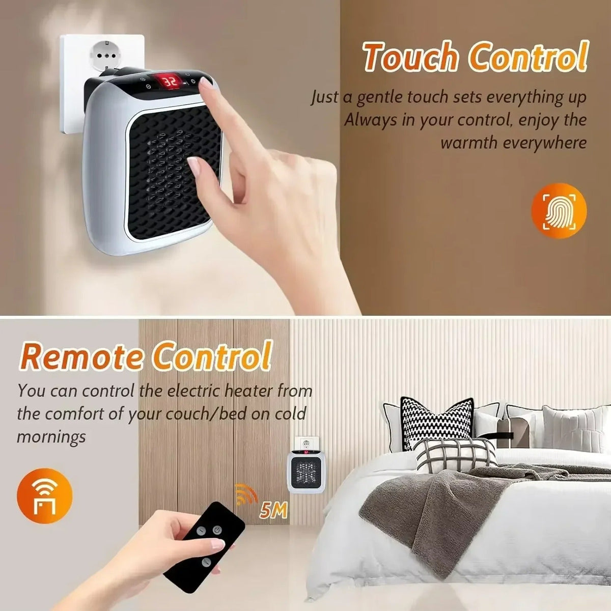 Belro electric portable mini heater shown with compact design and control panel, ideal for small space heating.