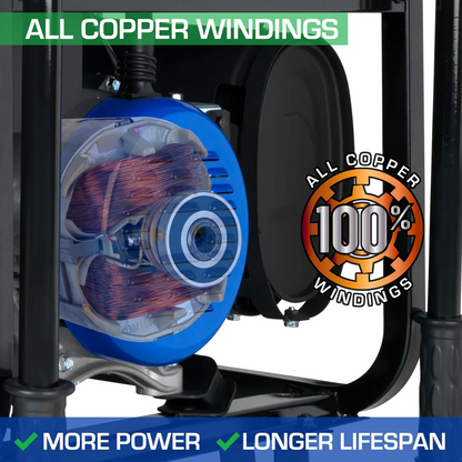 DuroMax XP13000HXT tri-fuel gas generator with remote start, showcasing control panel and fuel options in a clear image