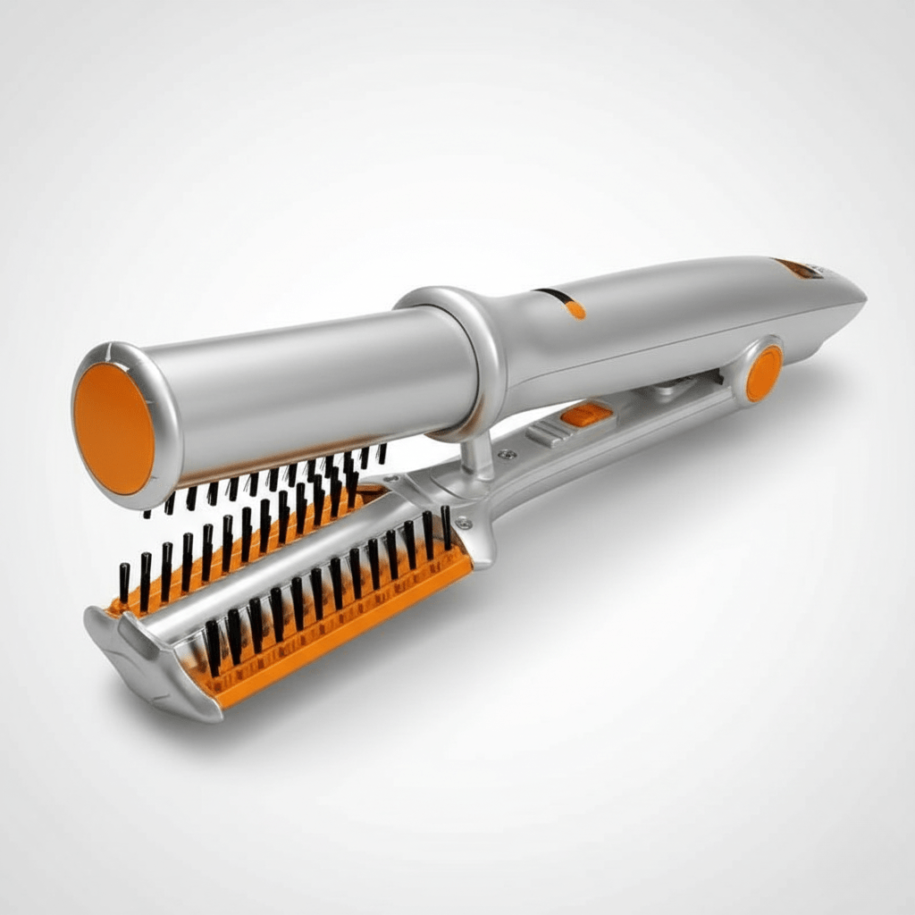 BowLift 2-in-1 rotating hair brush for smoothing and straightening, featuring auto-spin styling for easy hair grooming.