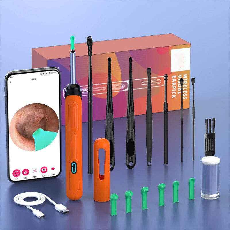 Belro ear cleaner with camera showing a close-up of the device designed for safe ear cleaning and inspection.