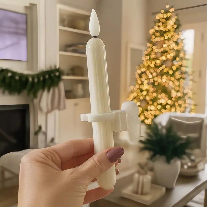 Set of six Mivoza LED window candles with dusk sensor, realistic flickering flame, warm white glow, flameless for safe home decor.