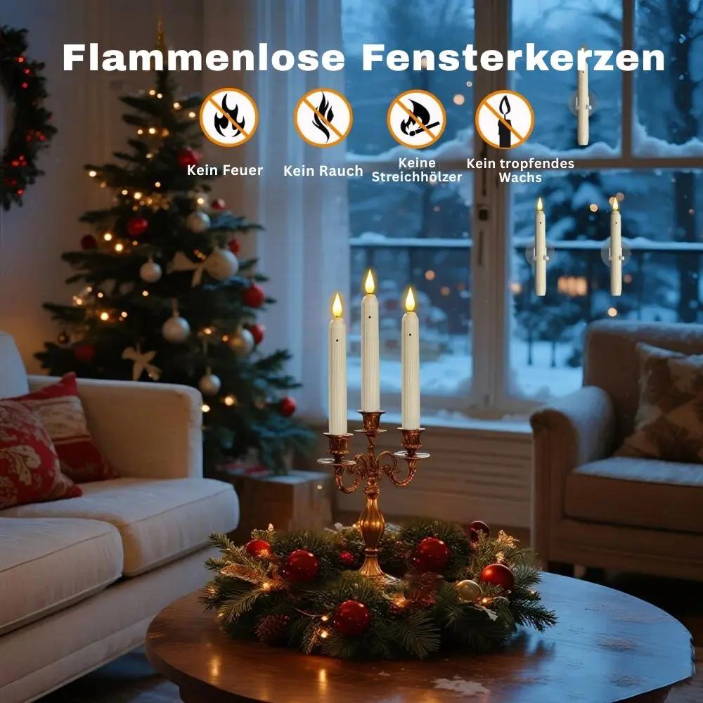 Six Mivoza LED window candles with dusk sensor, realistic flickering flame, warm white light, flameless safety for cozy home decor.