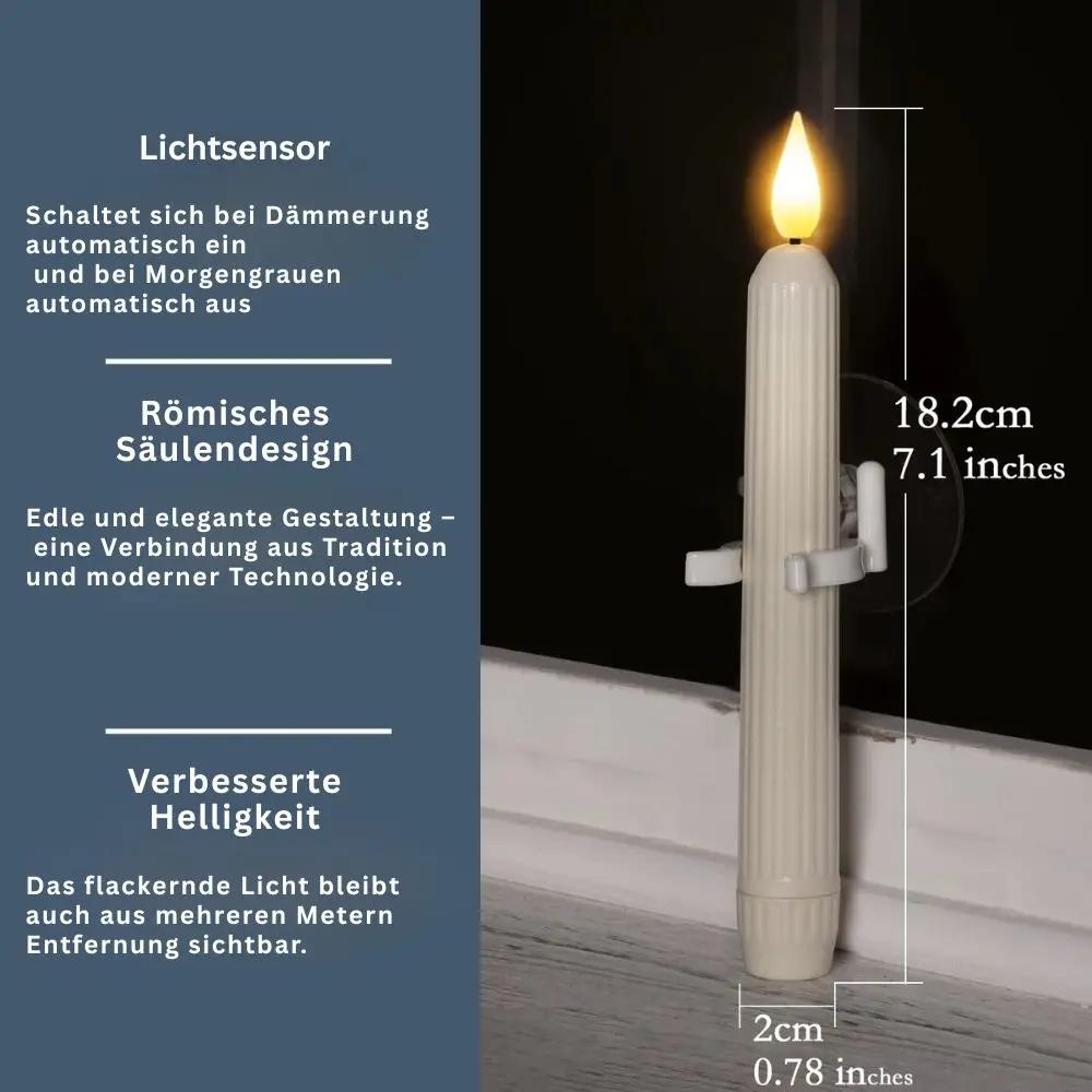 Set of six Mivoza LED window candles with dusk sensor, flameless warm white flames, ideal for cozy home decor and safety.