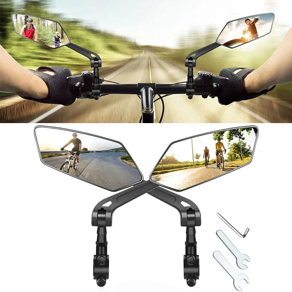 Belro 2-pack bike mirrors for outdoor use, showing round mirror surfaces with adjustable arms for easy mounting.